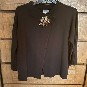 Wrapped collar sweater with jewel detail